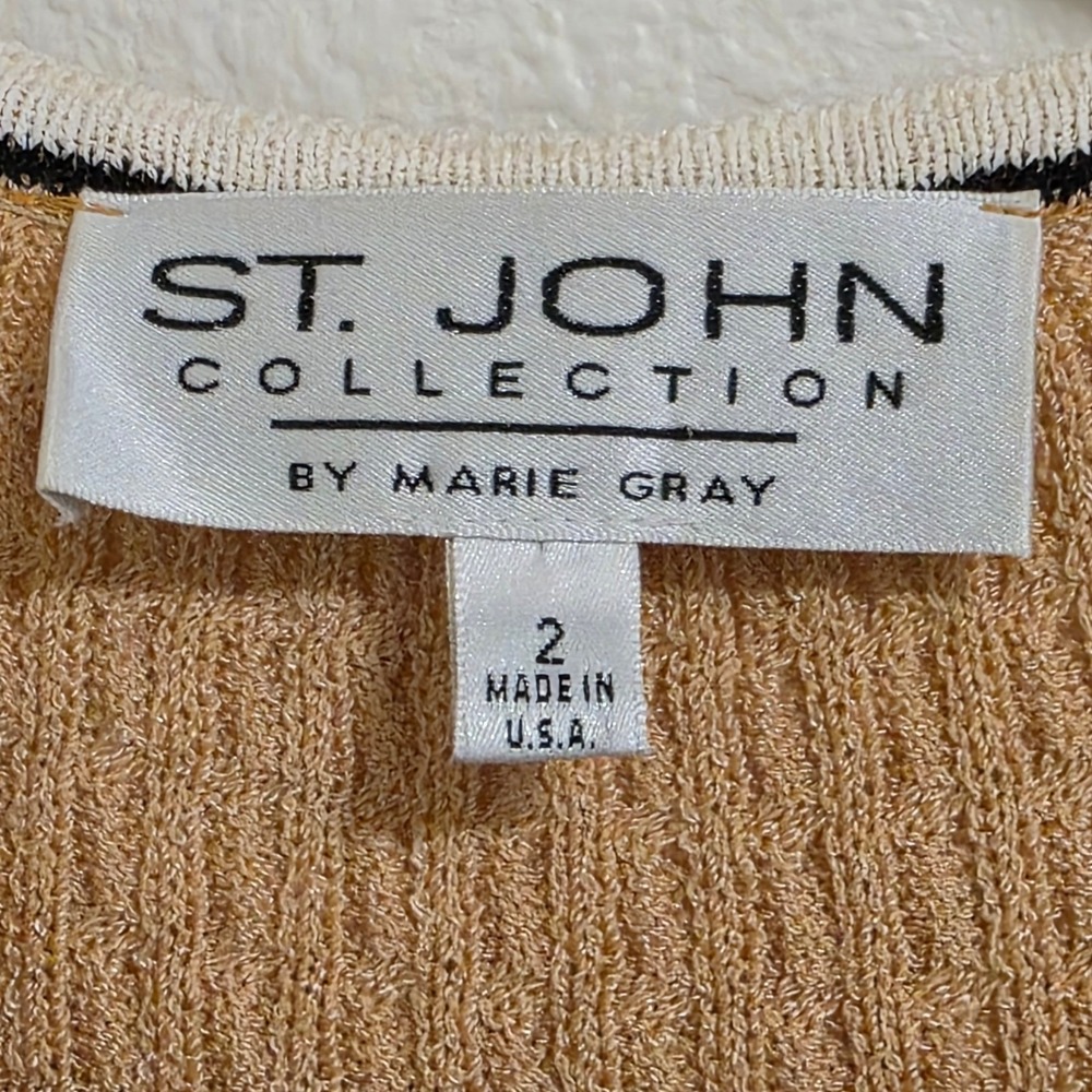 St. John Collection Tunic Sweater Women 2 V Neck Belt Santana Knit Top USA Read - Picture 2 of 7